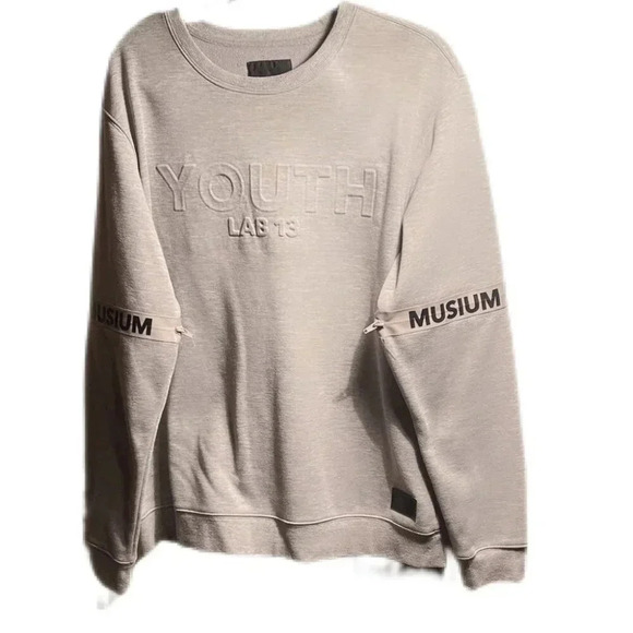 Musium Div grey crew neck casual polycotton blck shorts long sleeve sweatshirt L - Picture 1 of 4